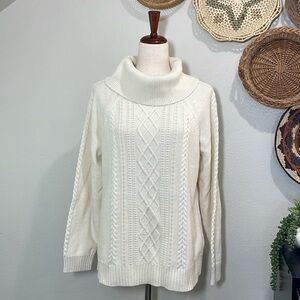 Soft & Cozy Cowl Neck Sweater Off White/Cream Talbots Size X-Large